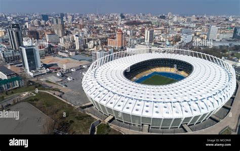 Aerial view above the Olympic Stadium in Kiev. Kyiv bussines and industry city landscape Stock ...