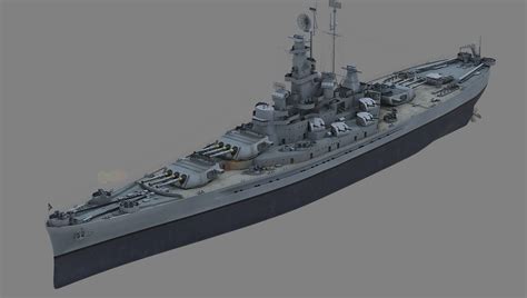 uss bb-57 south dakota 3d model