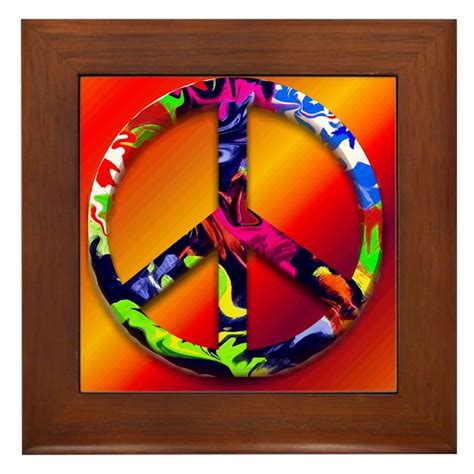 70's Peace Sign Framed Tile by tshirts4sale