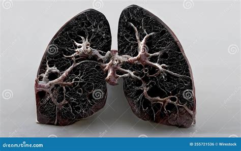 3D Render of the Black Lungs of a Heavy Smoker with Tar Stock ...