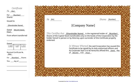 Capital Investment Certificate Format In Word - Invest Walls