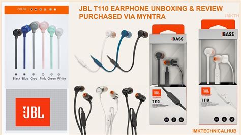 JBL T110 PURE BASS UNBOXING EARPHONES PURCHASED VIA MYNTRA - YouTube