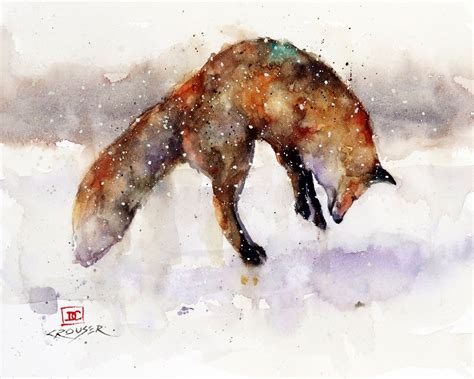 RED FOX in Snow Watercolor Wildlife Print by Dean Crouser - Etsy ...