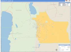 Carson City County, NV Zip Code Wall Map Basic Style by MarketMAPS