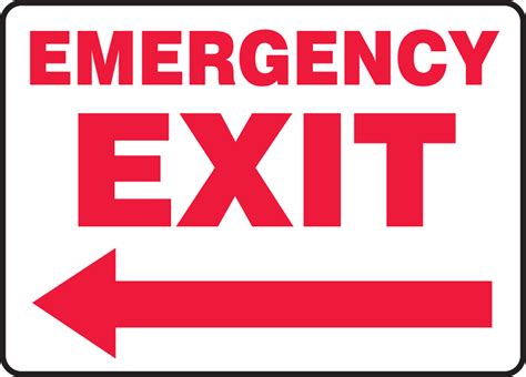 Emergency Exit (Left Arrow) Safety Sign MEXT570