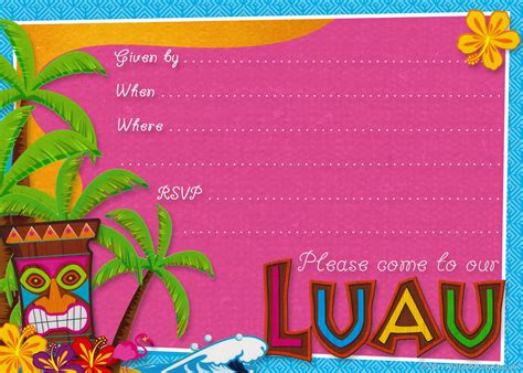 Party Planning Center: Free Printable Hawaiian Luau Party Invitations