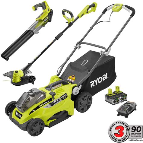 Ryobi 16 in. ONE+ Lithium+ 18-Volt Cordless Mower/Trimmer/Blower Combo ...