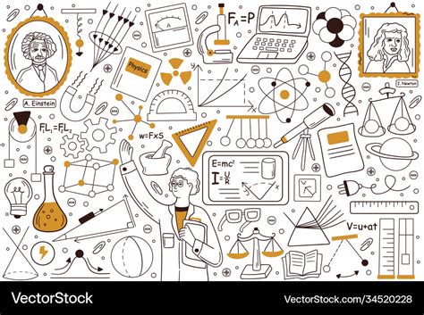 Physics doodle set Royalty Free Vector Image - VectorStock