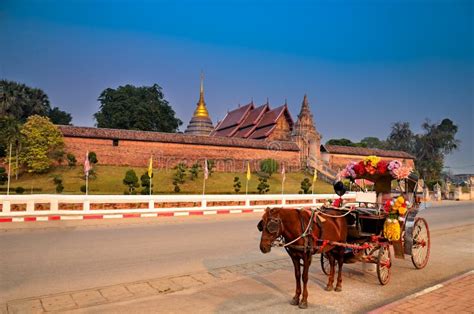 The Horse Carriage in Lampang at Wat Phra that Lampang Luang , Stock ...