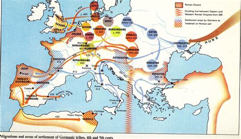 Migrations and areas of settlement of Germanic tribes in 4th and 5th century : r/MapPorn