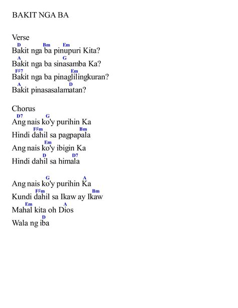 BAKIT NGA BA Lyrics with Chords MP3 Minus One HD Videoke Karaoke Instrumental Chords