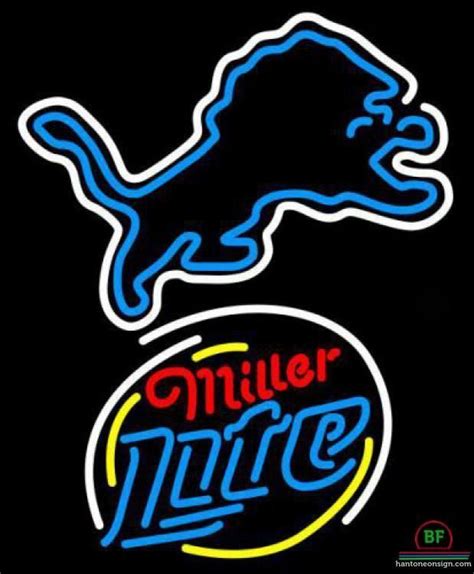 Miller Lite Detroit Lions Neon Sign NFL Teams Neon Light Nfl Beer, Neon ...