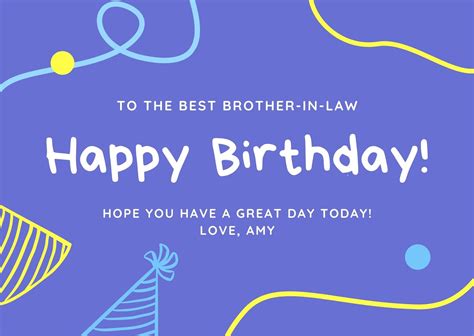 Yellow Teal Brother in Law Birthday Card - Templates by Canva