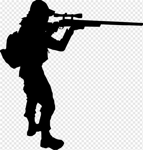 Sniper rifle Silhouette Soldier, shooter, animals, machine Gun, sniper png | PNGWing