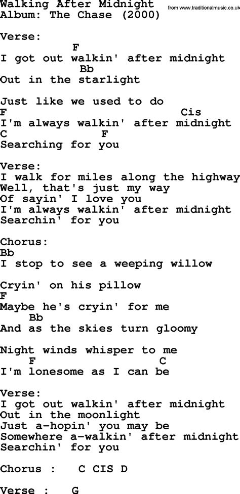 Garth Brooks song: Walking After Midnight, lyrics and chords | Walking after midnight, Lyrics ...