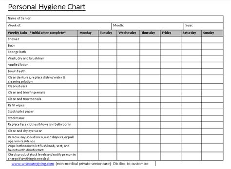 Printable Daily Personal Hygiene Checklist