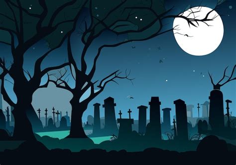 Premium Vector | Halloween background with old cemetery gravestones ...