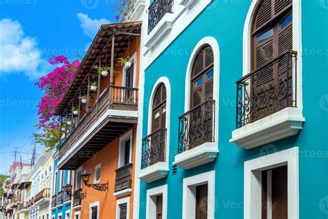 Puerto Rico colorful colonial architecture in historic city center 23238290 Stock Photo at Vecteezy