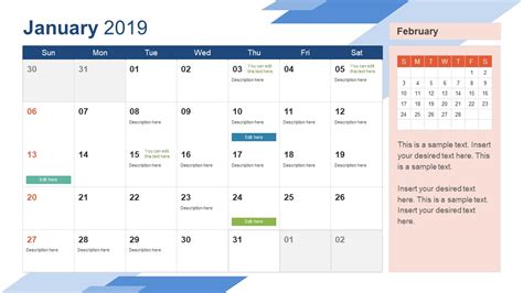 January PowerPoint Calendar 2019 - SlideModel