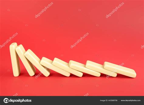 White Domino Tiles Falling Red Background Space Text Stock Photo by ...