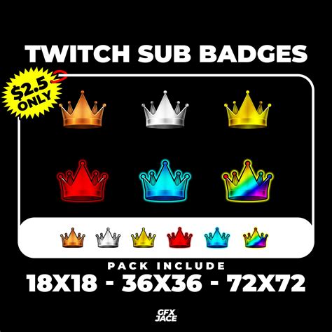 Crown Twitch Sub Badges Subscriber Badges by GFX JACE | Etsy