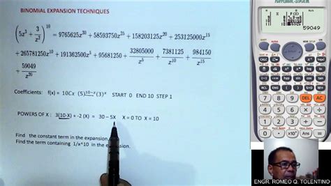 BINOMIAL THEOREM CAL TECHNIQUES | TABLE MENU IS USED TO EXPAND A ...