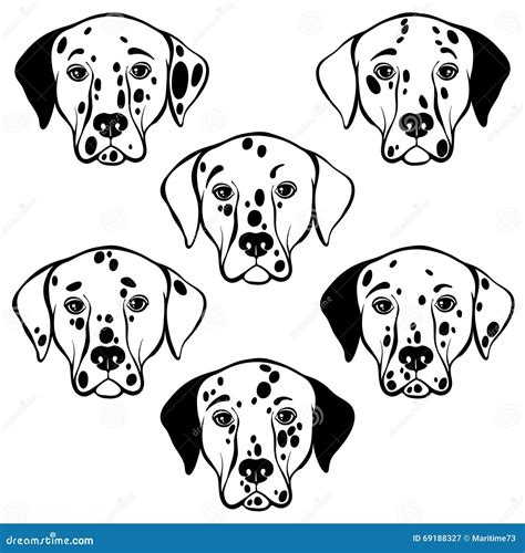 Vector Set of Dalmatian S Face. Hand-drawn Illustration, Stock Illustration - Illustration of ...