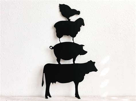 Stacked Farm Animals Metal Farm Animals Metal Sign