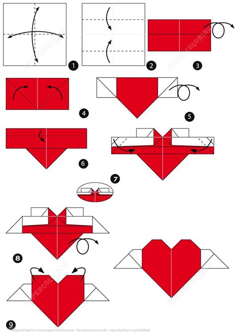 step by step instructions to make origami heart