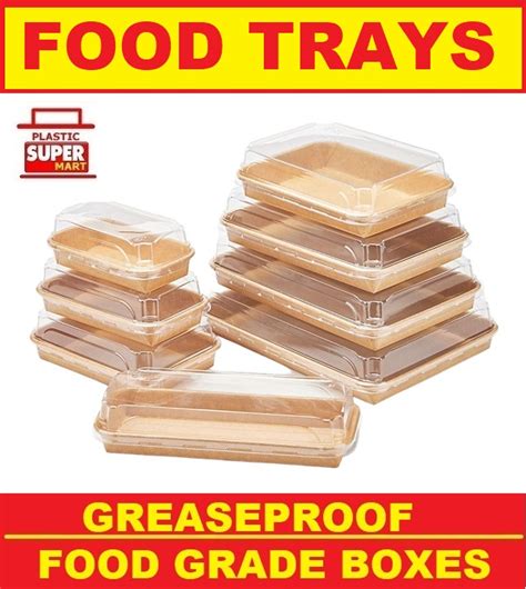 Kraft Paper Food Trays with Lid : Plasticsupermart Singapore