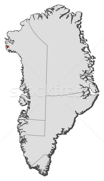 Map of Greenland, Thule Air Base highlighted vector illustration ...