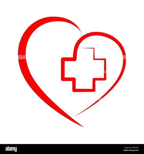 Medical cross inside in the heart symbol. Red medical sign, isolated on white background. Vector ...