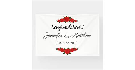 Custom Wedding Congratulations Banner Red Roses | Zazzle