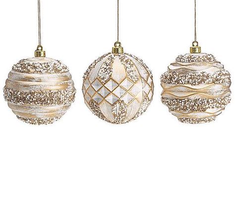 Exquisite Whitewashed Gold Christmas Ornaments Set of Three | Etsy | Gold christmas ornaments ...