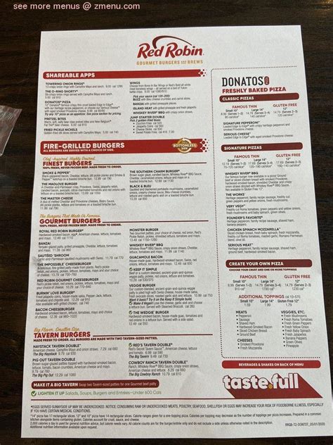 Online Menu of Red Robin Gourmet Burgers and Brews Restaurant, Aurora, Colorado, 80012 - Zmenu