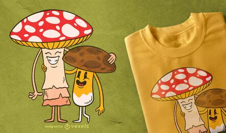 Mushroom Friends T-shirt Design Vector Download
