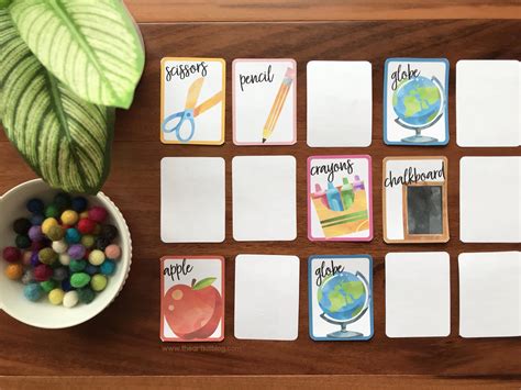 Memory Match Game: School Supply Edition! Free Printables! - The Art Kit