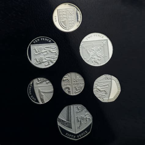 United Kingdom set 7 coins Royal Shield of Arms proof silver 2008 ...