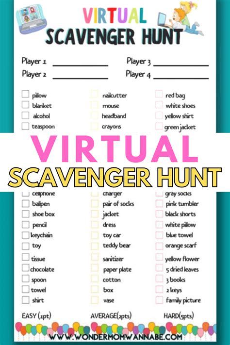 Virtual Scavenger Hunt - Wondermom Wannabe