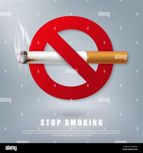 Stop smoking campaign illustration no cigarette for health cigarette and red forbidden sign ...