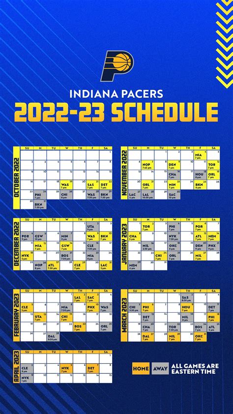 Indiana Pacers Printable Schedule