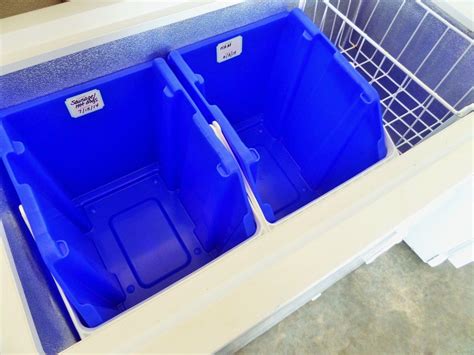 Container Store recycling bins to organize your deep freezer | Deep ...