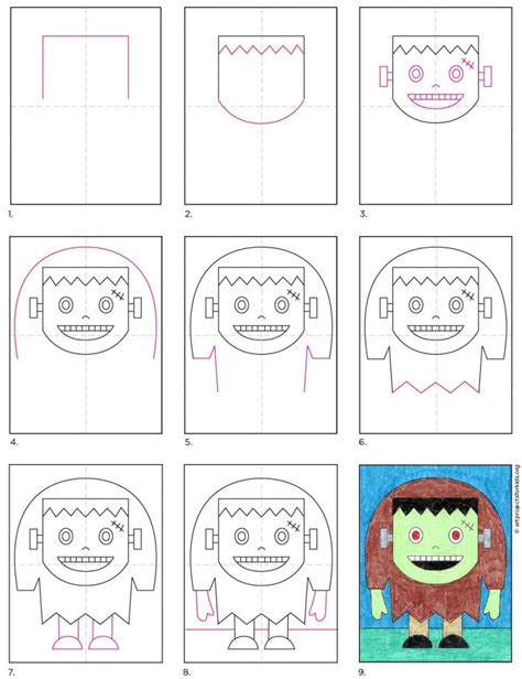 How to Draw an Easy Frankenstein - Art Projects for Kids