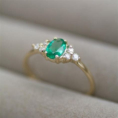 Oval Emerald Diamond Ring (With images) | Emerald diamond ring, Emerald ...