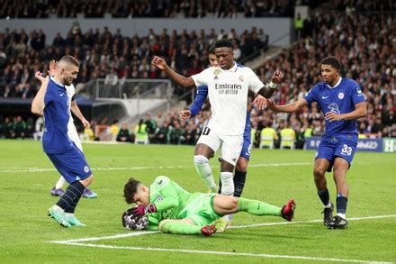 Chelsea Goalkeeper Kepa Arrizabalaga Saves Vinicius Editorial Stock ...