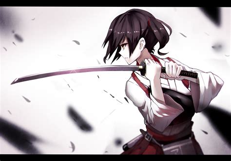 Wallpaper : monochrome, fantasy art, anime girls, Kantai Collection, katana, sword, warrior ...