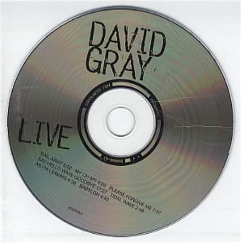 David Gray Live USA Promo Cd Album ATOPR001 Live David Gray ATOPR001 Sonopress USA