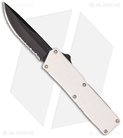 Lightning D/A OTF Automatic Knife White (3.25" Black Serr) - Blade HQ