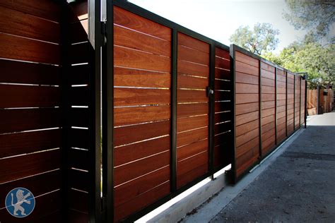 Custom Design Horizontal Redwood with Space and Black Powder-coated posts and frame | Fence gate ...