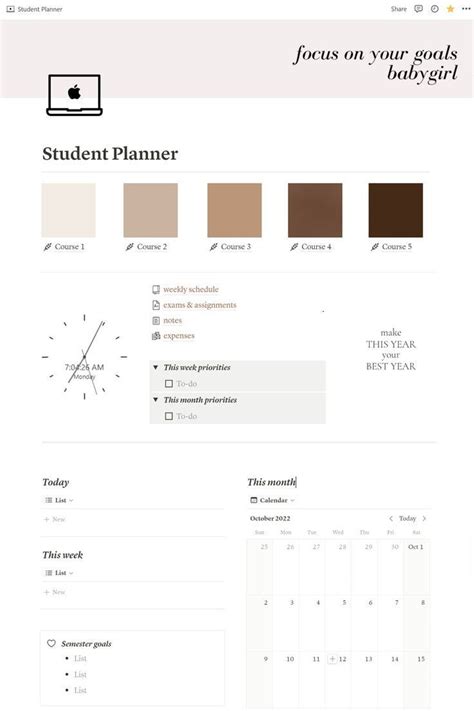 Student planner notion template digital planner school planner for ...